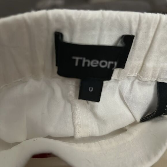 Theory Basic Pull on Pant Linen Organic Blend Stretch Crop Stretch Capri 0 XS - Picture 12 of 14